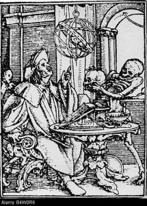 B4W0R6 astrology, astologer, stargazer, woodcut, "Dance of Death" by Hans Holbein the Younger, 1538, renaissance, Germany, 16th centur